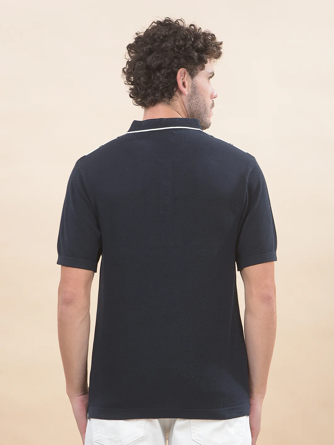 T-Shirt for Men | Breathable & Soft with Color Fastness Regular Fit Polo Neck Cotton Blend Fabric Striped Pattern - Image 3