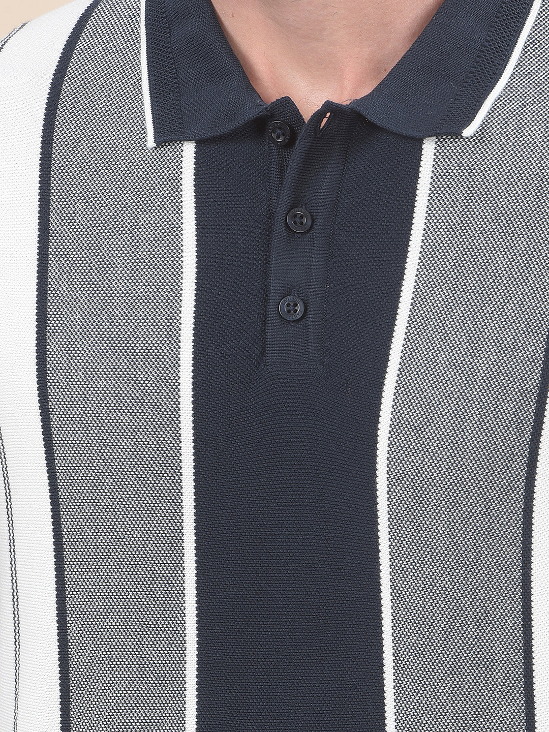 T-Shirt for Men | Breathable & Soft with Color Fastness Regular Fit Polo Neck Cotton Blend Fabric Striped Pattern - Image 7