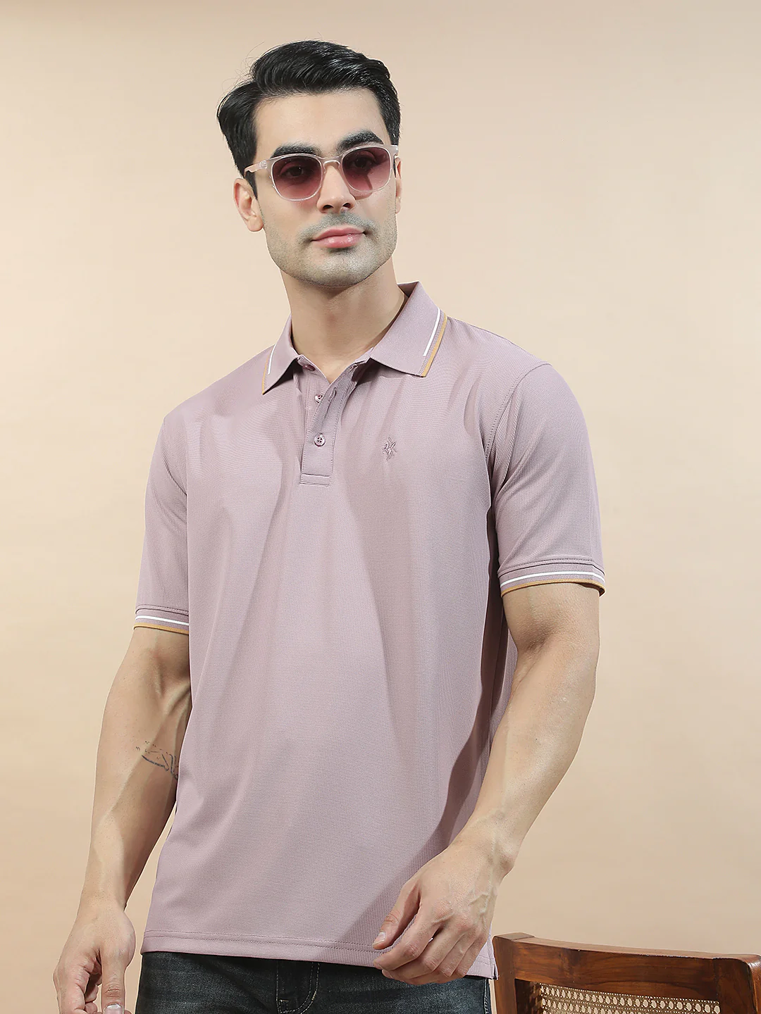 T-Shirt for Men | Breathable & Soft with Color Fastness Regular Fit Polo Neck Nylon Fabric Solid Pattern - Image 2