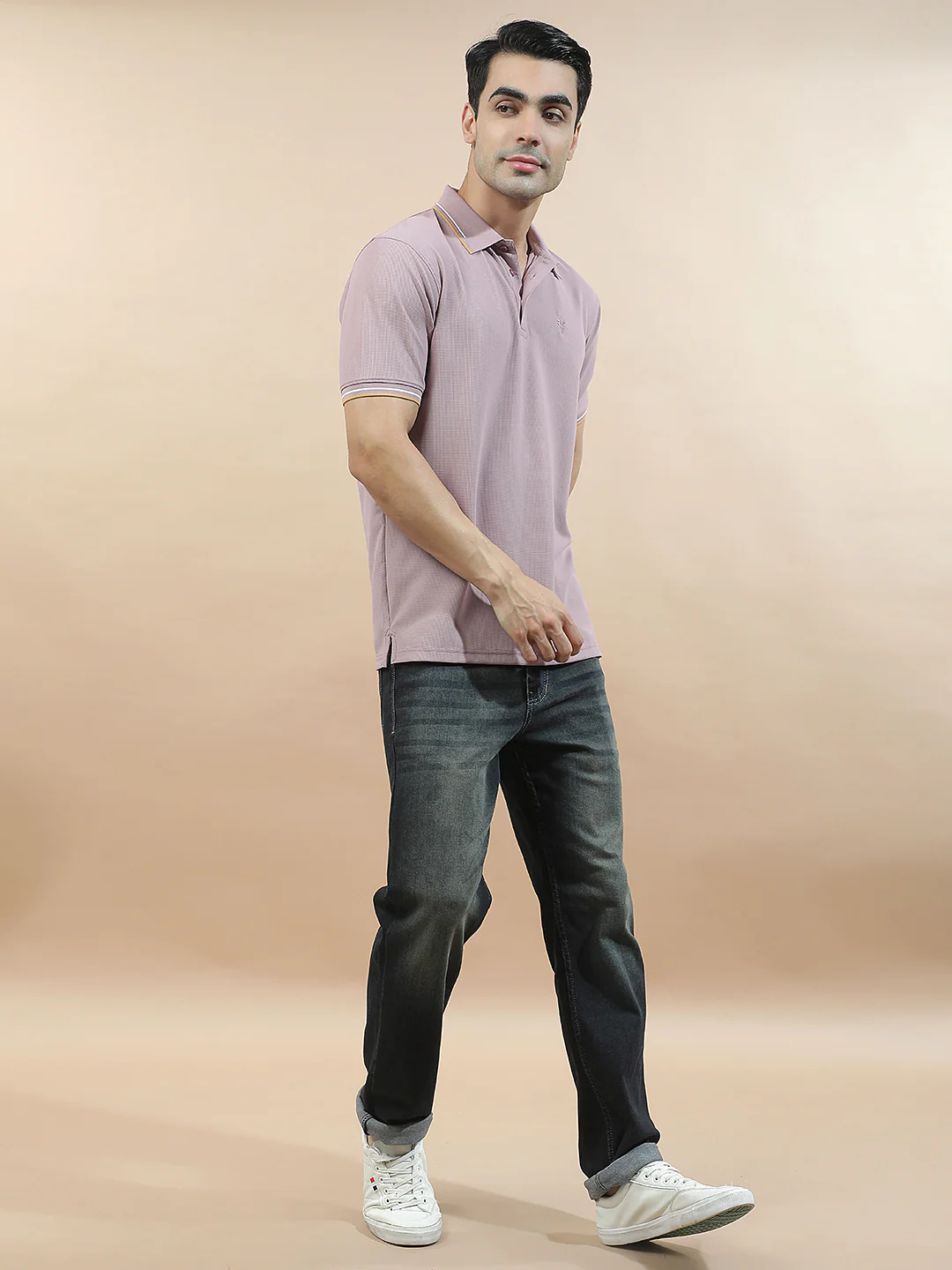 T-Shirt for Men | Breathable & Soft with Color Fastness Regular Fit Polo Neck Nylon Fabric Solid Pattern - Image 3