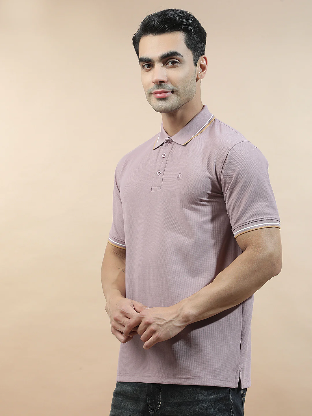 T-Shirt for Men | Breathable & Soft with Color Fastness Regular Fit Polo Neck Nylon Fabric Solid Pattern - Image 6