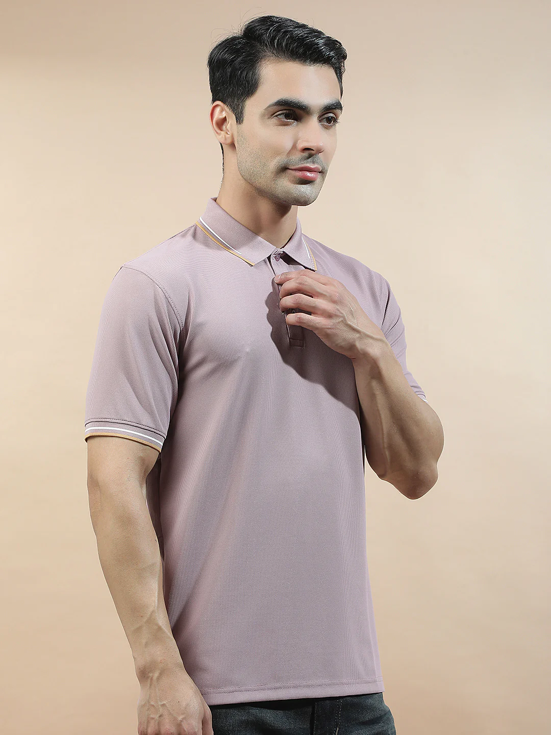 T-Shirt for Men | Breathable & Soft with Color Fastness Regular Fit Polo Neck Nylon Fabric Solid Pattern - Image 8