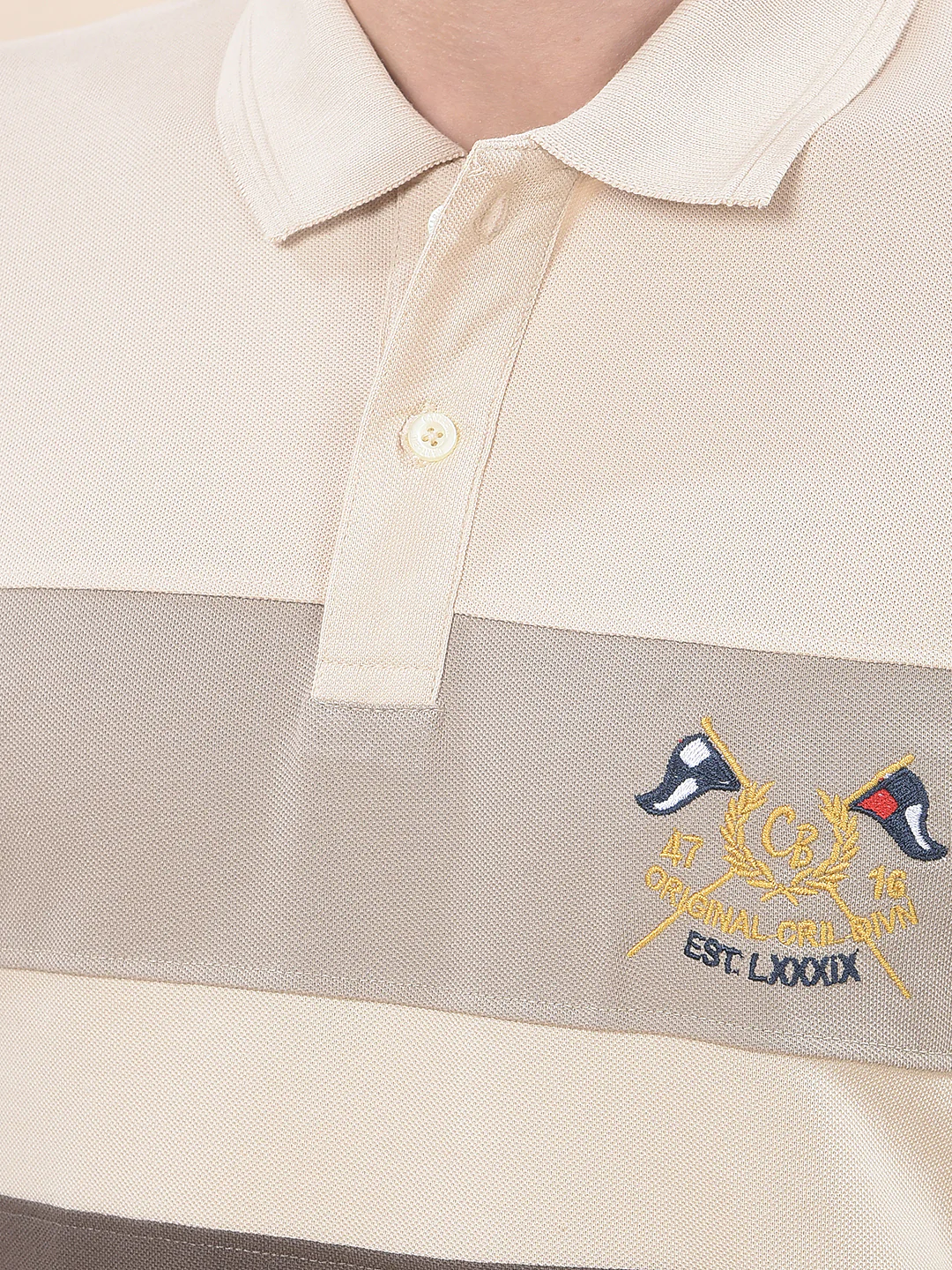 T-Shirt for Men | Breathable & Soft with Color Fastness Regular Fit Polo Neck Poly Cotton Fabric Colourblocked Pattern - Image 6