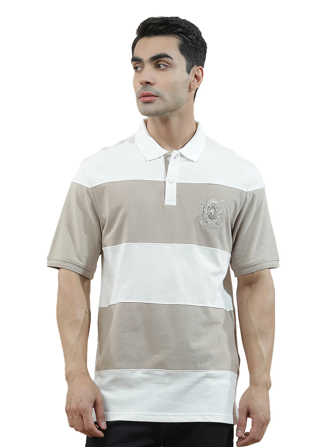 T-Shirt for Men | Breathable & Soft with Color Fastness Regular Fit Polo Neck Poly Cotton Fabric Colourblocked Pattern - Image 9