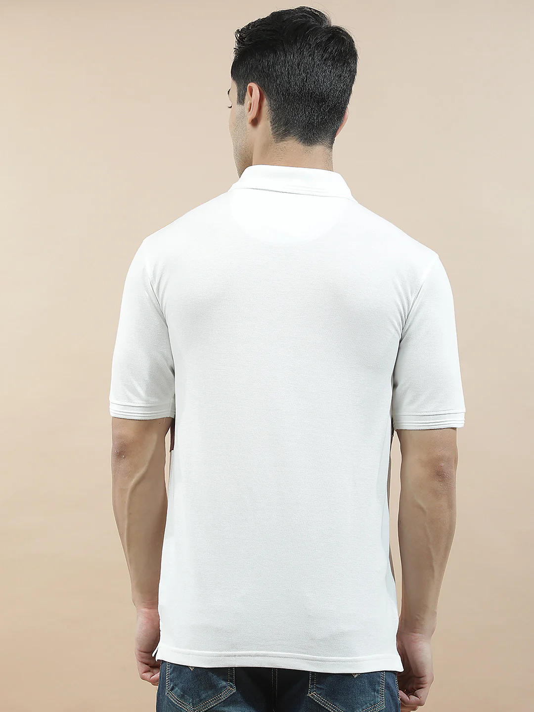 T-Shirt for Men | Breathable & Soft with Color Fastness Regular Fit Polo Neck Poly Cotton Fabric Colourblocked Pattern - Image 4