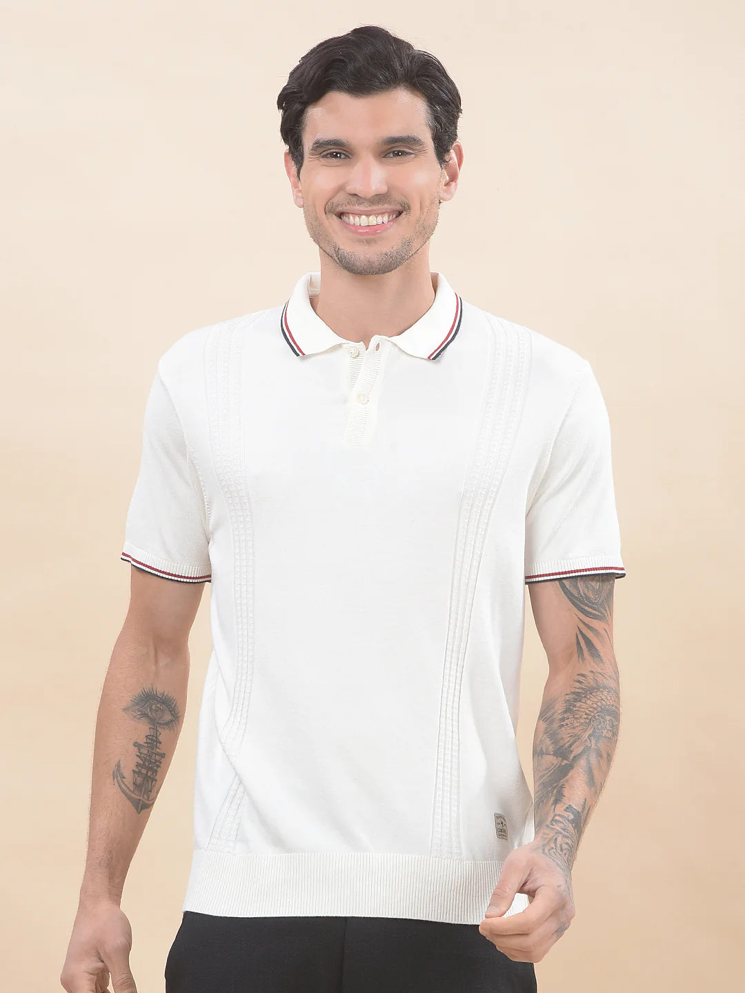 T-Shirt for Men | Breathable & Soft with Color Fastness Regular Fit Polo Neck Poly Cotton Fabric Cotton Blend Pattern - Image 4