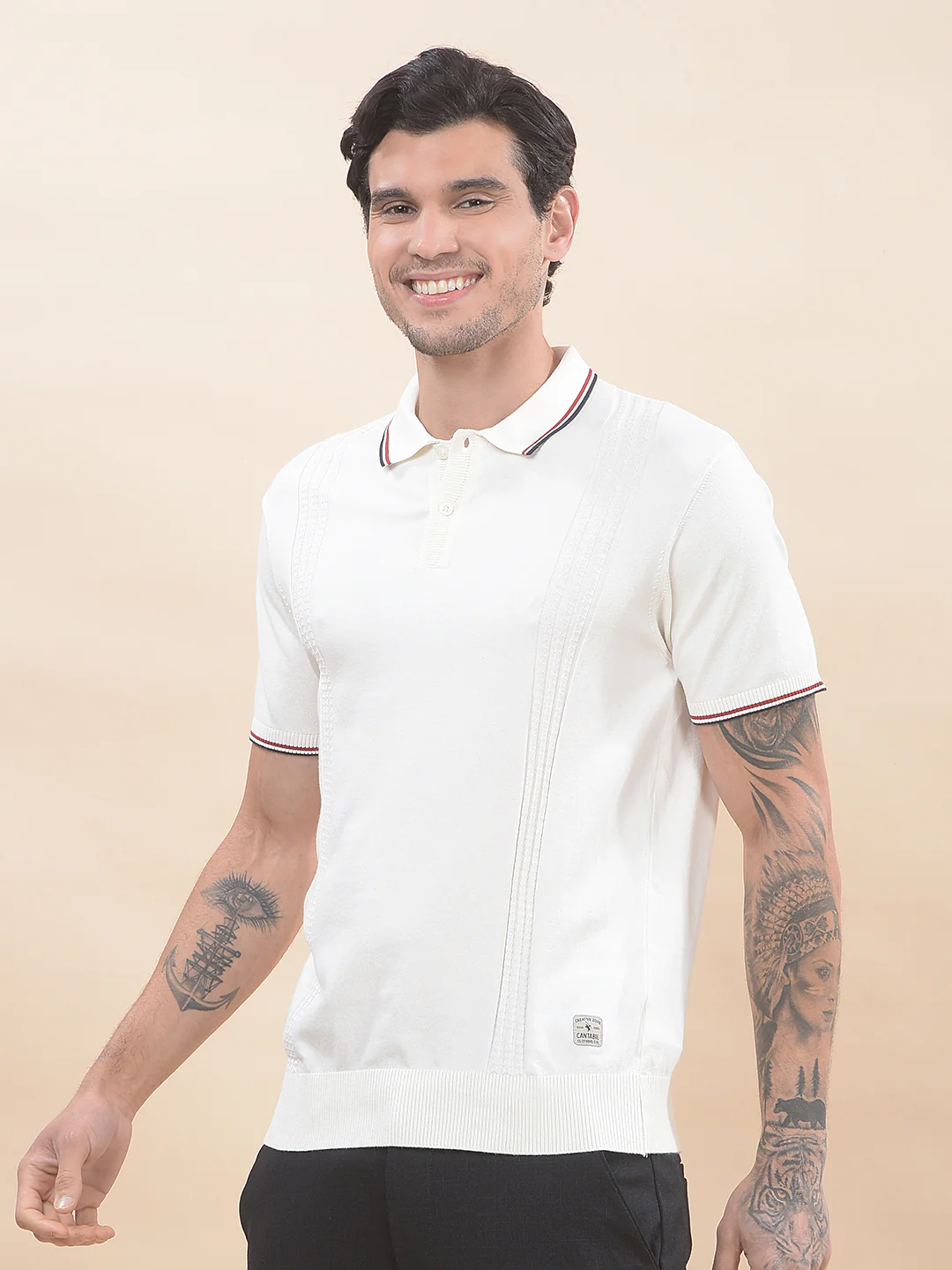 T-Shirt for Men | Breathable & Soft with Color Fastness Regular Fit Polo Neck Poly Cotton Fabric Cotton Blend Pattern - Image 5