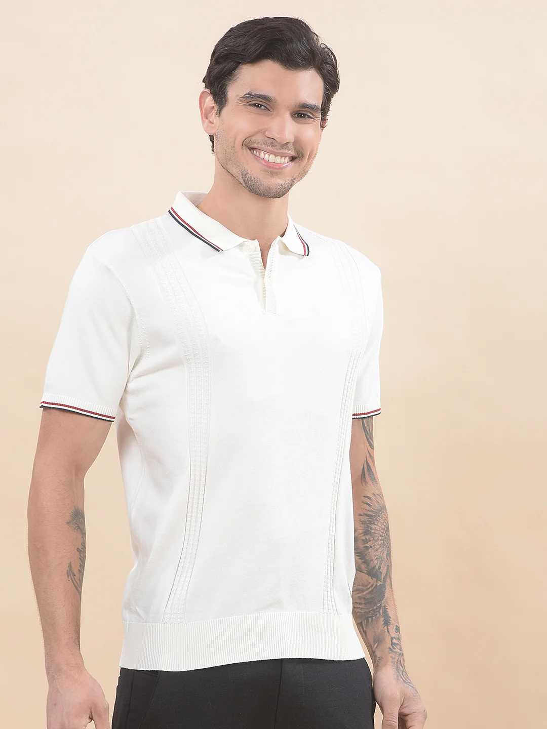 T-Shirt for Men | Breathable & Soft with Color Fastness Regular Fit Polo Neck Poly Cotton Fabric Cotton Blend Pattern - Image 6