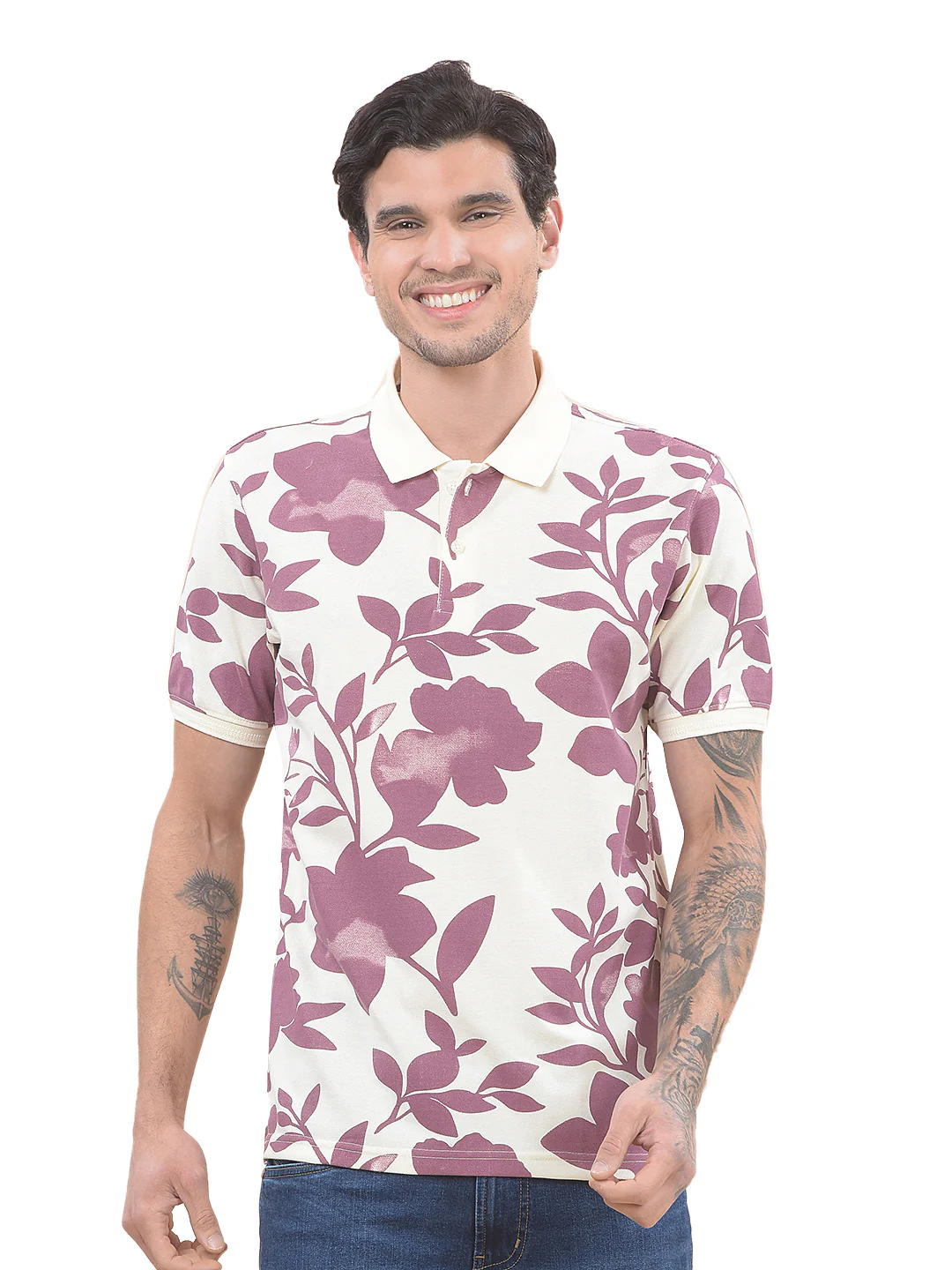 T-Shirt for Men | Breathable & Soft with Color Fastness Regular Fit Polo Neck Poly Cotton Fabric Printed Pattern - Image 3