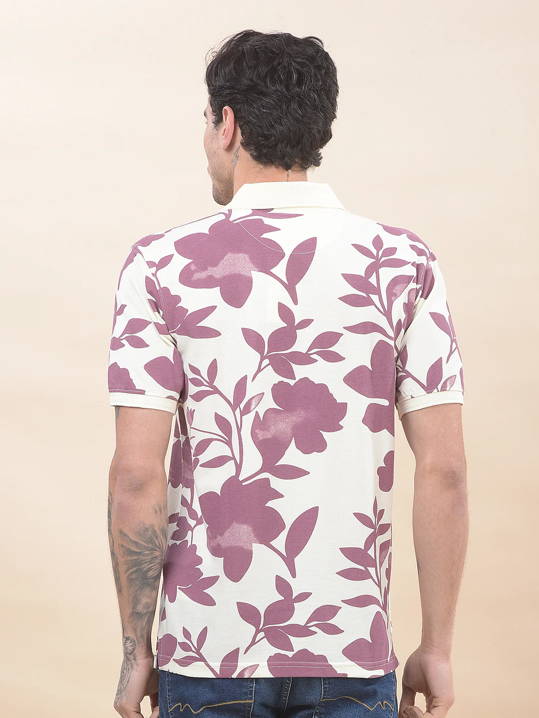 T-Shirt for Men | Breathable & Soft with Color Fastness Regular Fit Polo Neck Poly Cotton Fabric Printed Pattern - Image 4