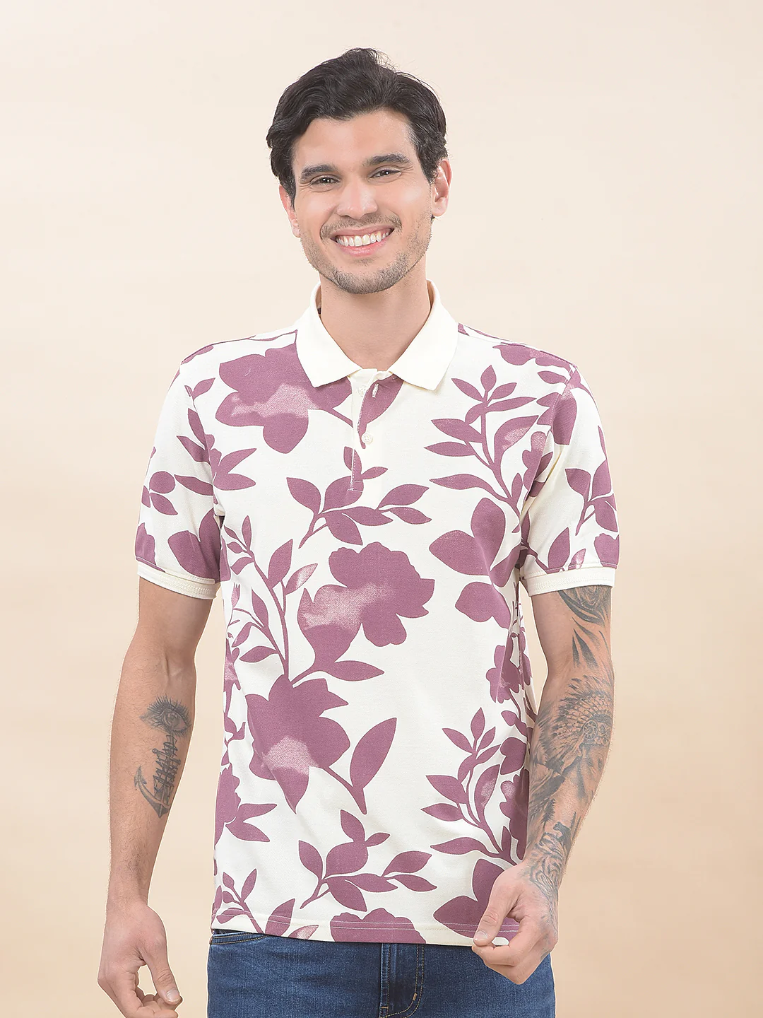 T-Shirt for Men | Breathable & Soft with Color Fastness Regular Fit Polo Neck Poly Cotton Fabric Printed Pattern - Image 5