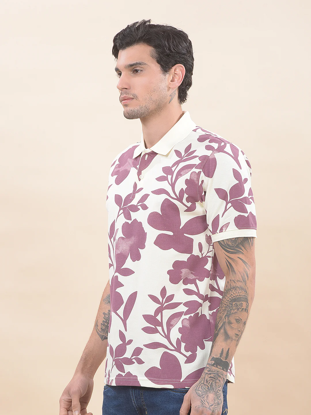T-Shirt for Men | Breathable & Soft with Color Fastness Regular Fit Polo Neck Poly Cotton Fabric Printed Pattern - Image 6