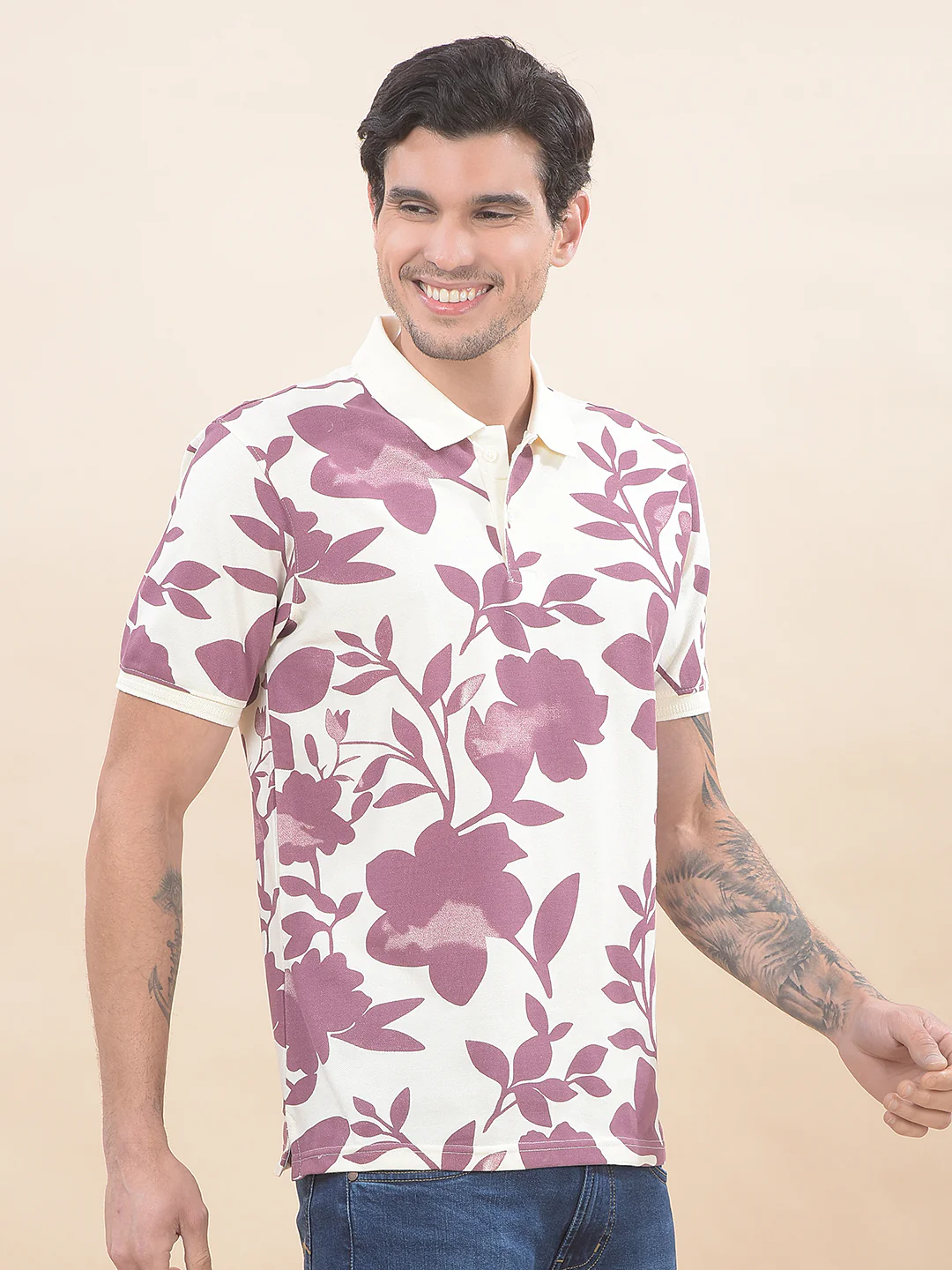 T-Shirt for Men | Breathable & Soft with Color Fastness Regular Fit Polo Neck Poly Cotton Fabric Printed Pattern - Image 7