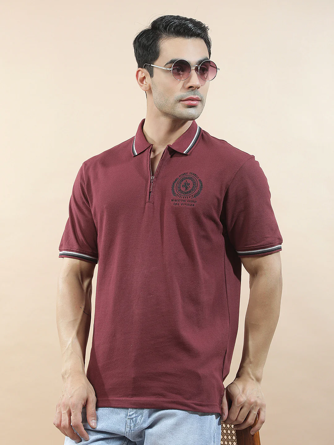 T-Shirt for Men | Breathable & Soft with Color Fastness Regular Fit Polo Neck Poly Cotton Fabric Printed Pattern - Image 3