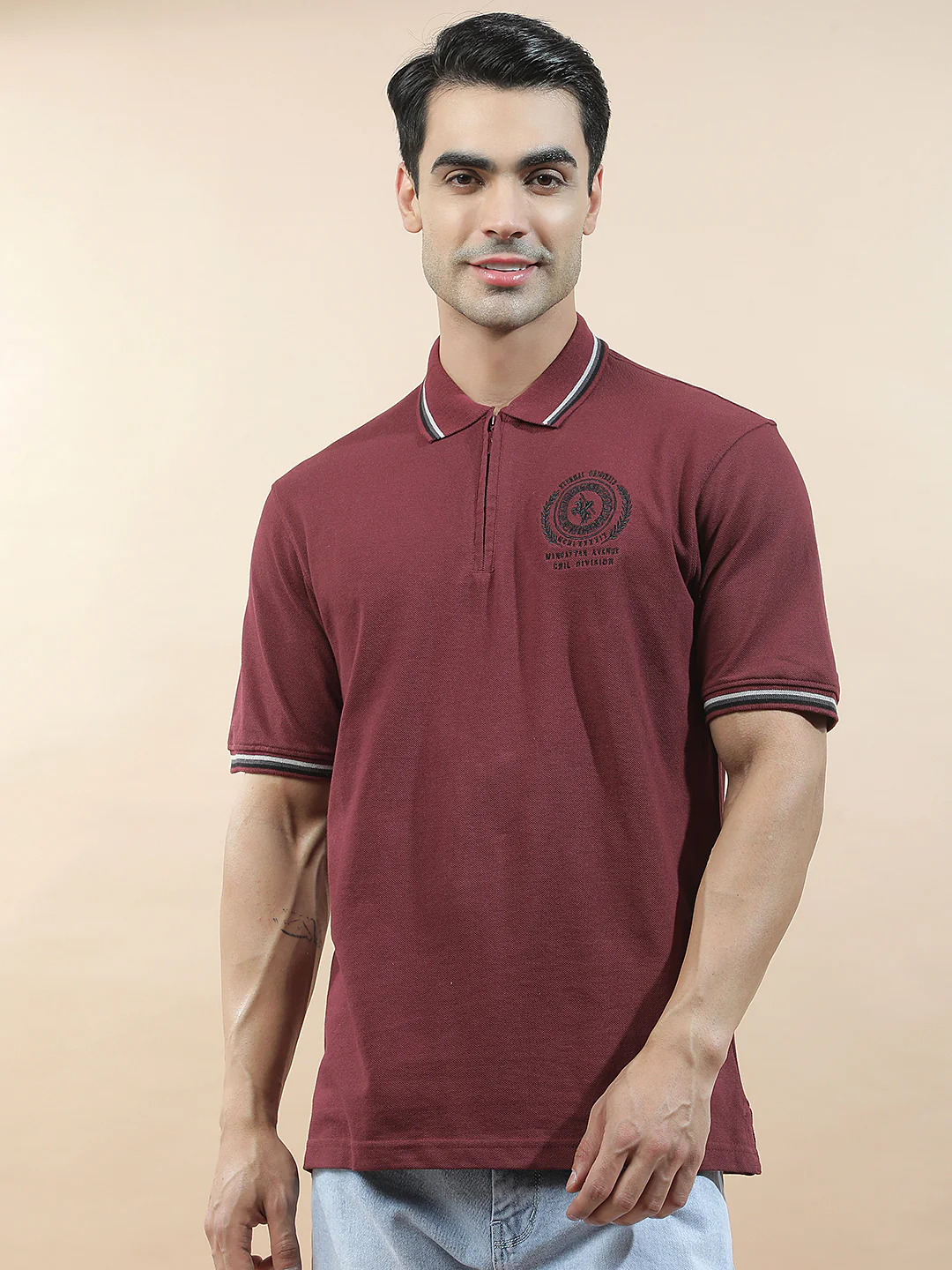 T-Shirt for Men | Breathable & Soft with Color Fastness Regular Fit Polo Neck Poly Cotton Fabric Printed Pattern - Image 5