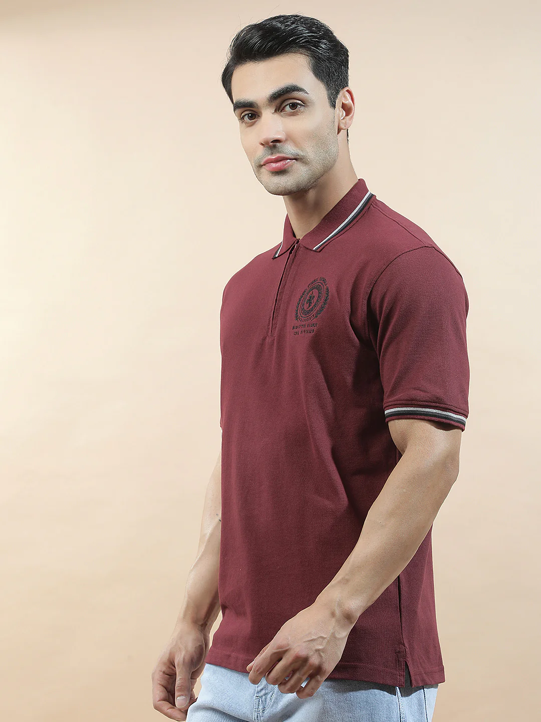 T-Shirt for Men | Breathable & Soft with Color Fastness Regular Fit Polo Neck Poly Cotton Fabric Printed Pattern - Image 7