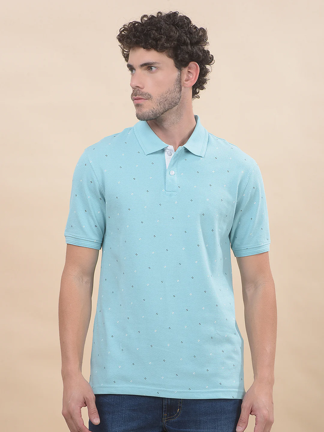 T-Shirt for Men | Breathable & Soft with Color Fastness Regular Fit Polo Neck Poly Cotton Fabric Printed Pattern - Image 3