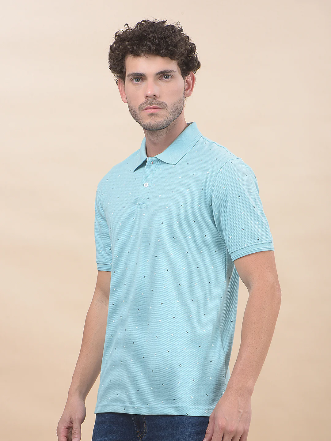 T-Shirt for Men | Breathable & Soft with Color Fastness Regular Fit Polo Neck Poly Cotton Fabric Printed Pattern - Image 4
