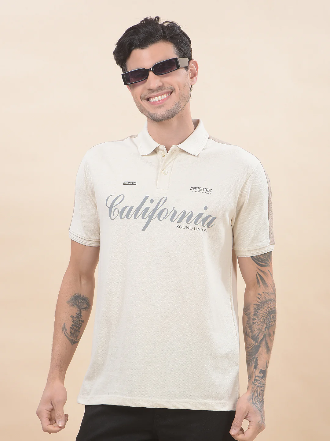 T-Shirt for Men | Breathable & Soft with Color Fastness Regular Fit Polo Neck Poly Cotton Fabric Printed Pattern - Image 8
