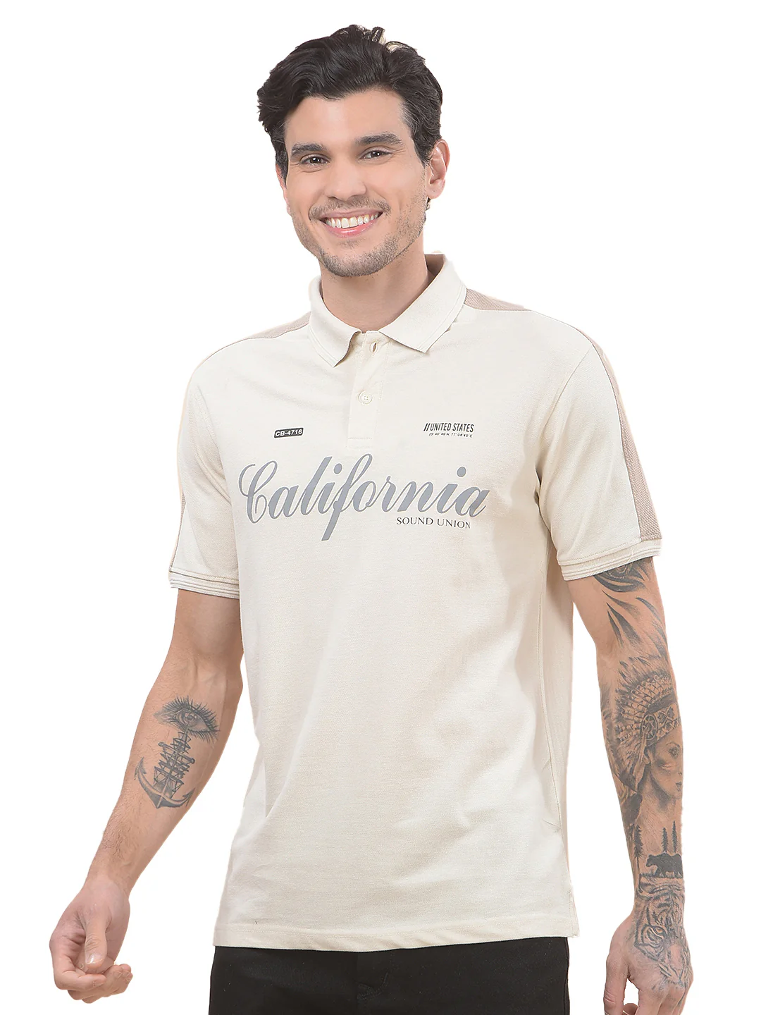T-Shirt for Men | Breathable & Soft with Color Fastness Regular Fit Polo Neck Poly Cotton Fabric Printed Pattern - Image 9