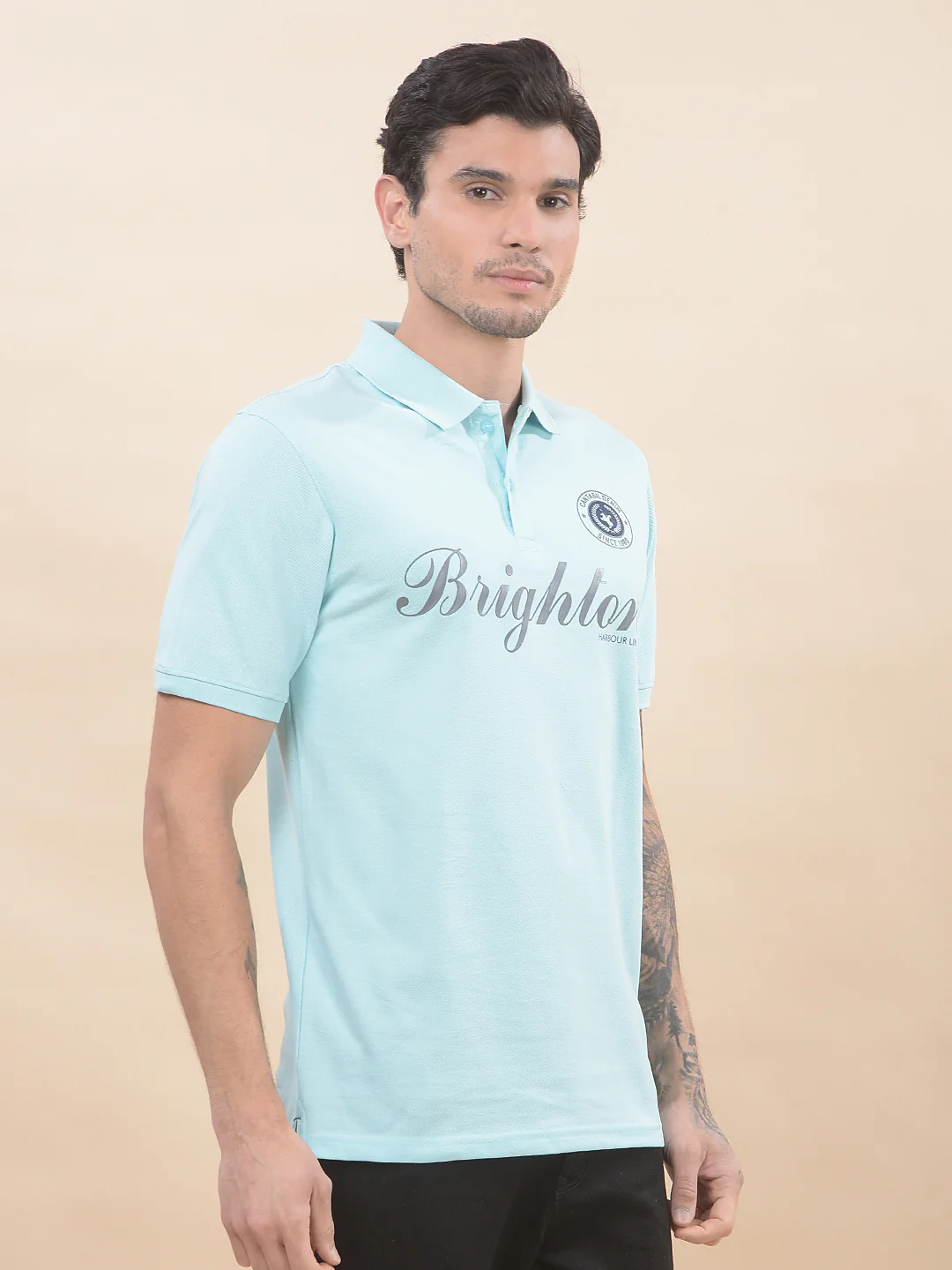 T-Shirt for Men | Breathable & Soft with Color Fastness Regular Fit Polo Neck Poly Cotton Fabric Printed Pattern - Image 4