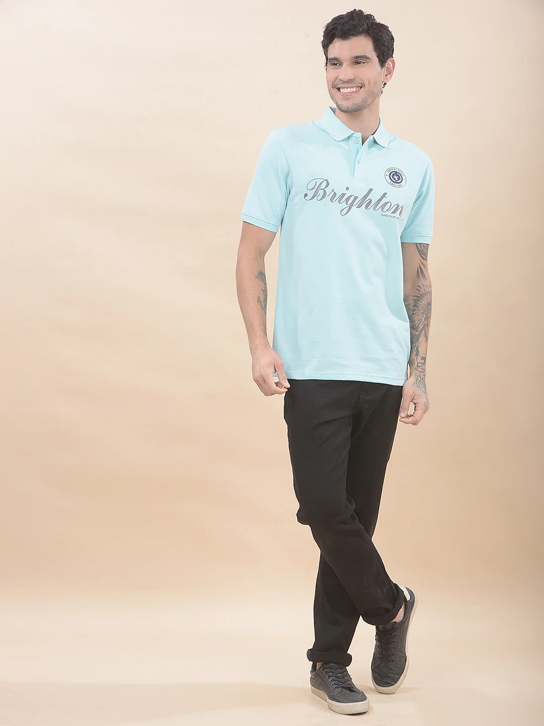 T-Shirt for Men | Breathable & Soft with Color Fastness Regular Fit Polo Neck Poly Cotton Fabric Printed Pattern - Image 7