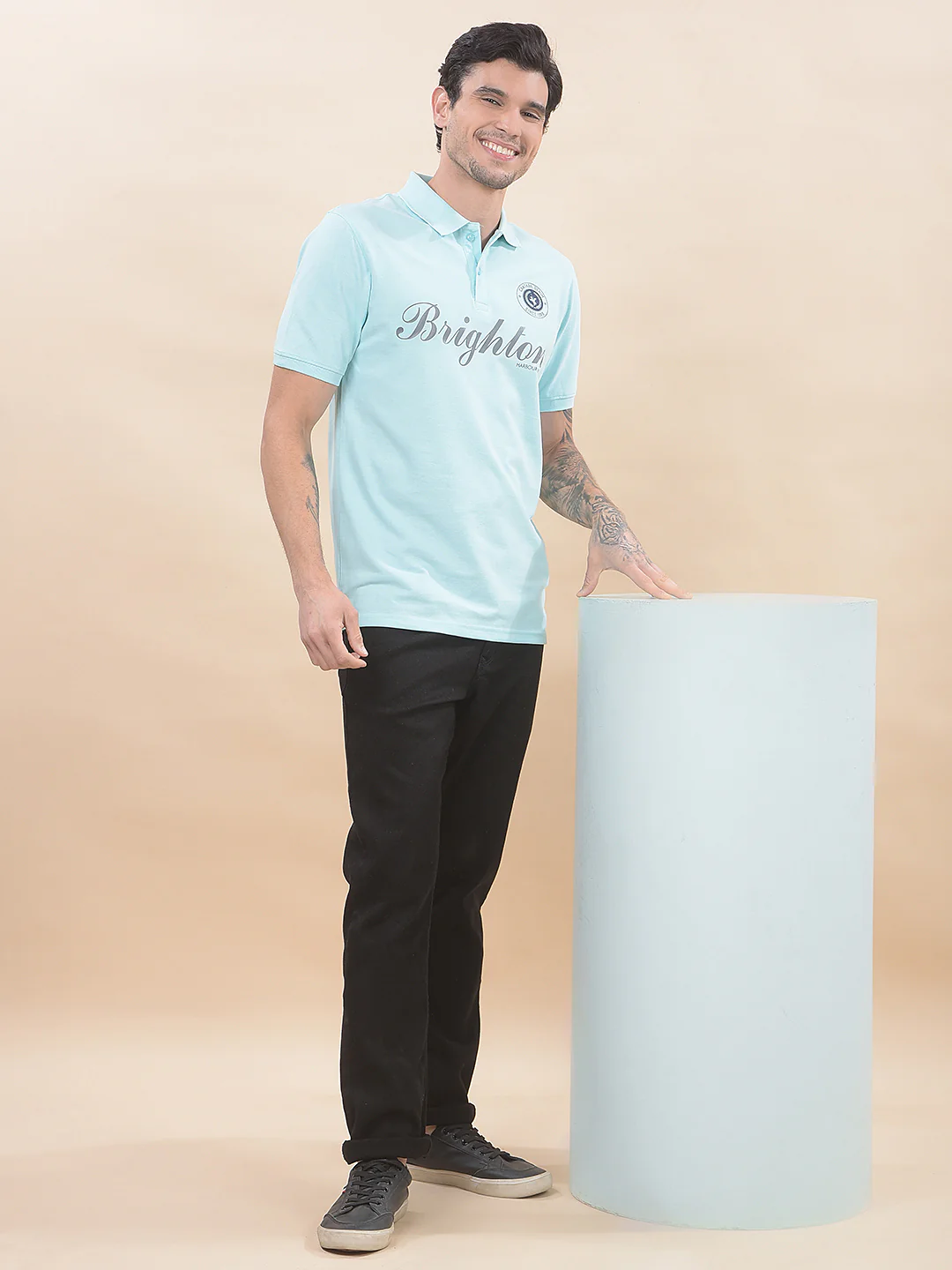 T-Shirt for Men | Breathable & Soft with Color Fastness Regular Fit Polo Neck Poly Cotton Fabric Printed Pattern - Image 8