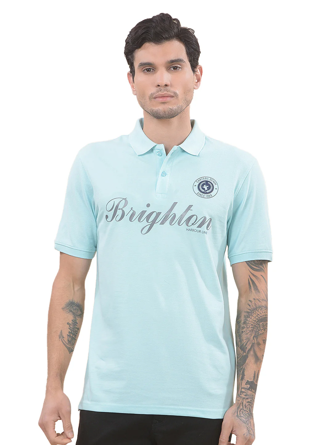 T-Shirt for Men | Breathable & Soft with Color Fastness Regular Fit Polo Neck Poly Cotton Fabric Printed Pattern - Image 9