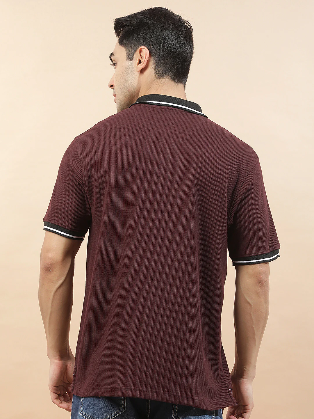 T-Shirt for Men | Breathable & Soft with Color Fastness Regular Fit Polo Neck Poly Cotton Fabric Printed Pattern - Image 2