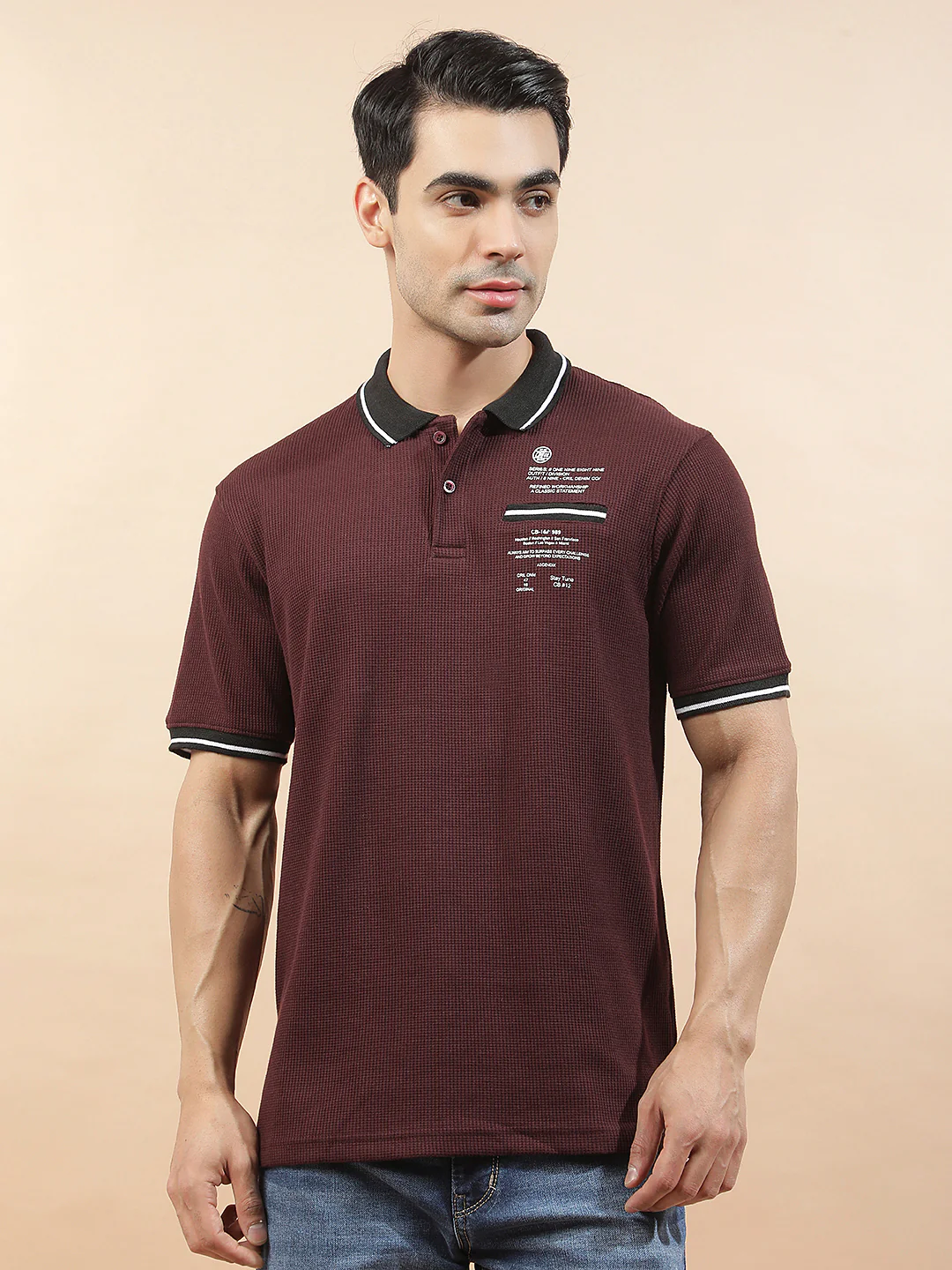 T-Shirt for Men | Breathable & Soft with Color Fastness Regular Fit Polo Neck Poly Cotton Fabric Printed Pattern - Image 5