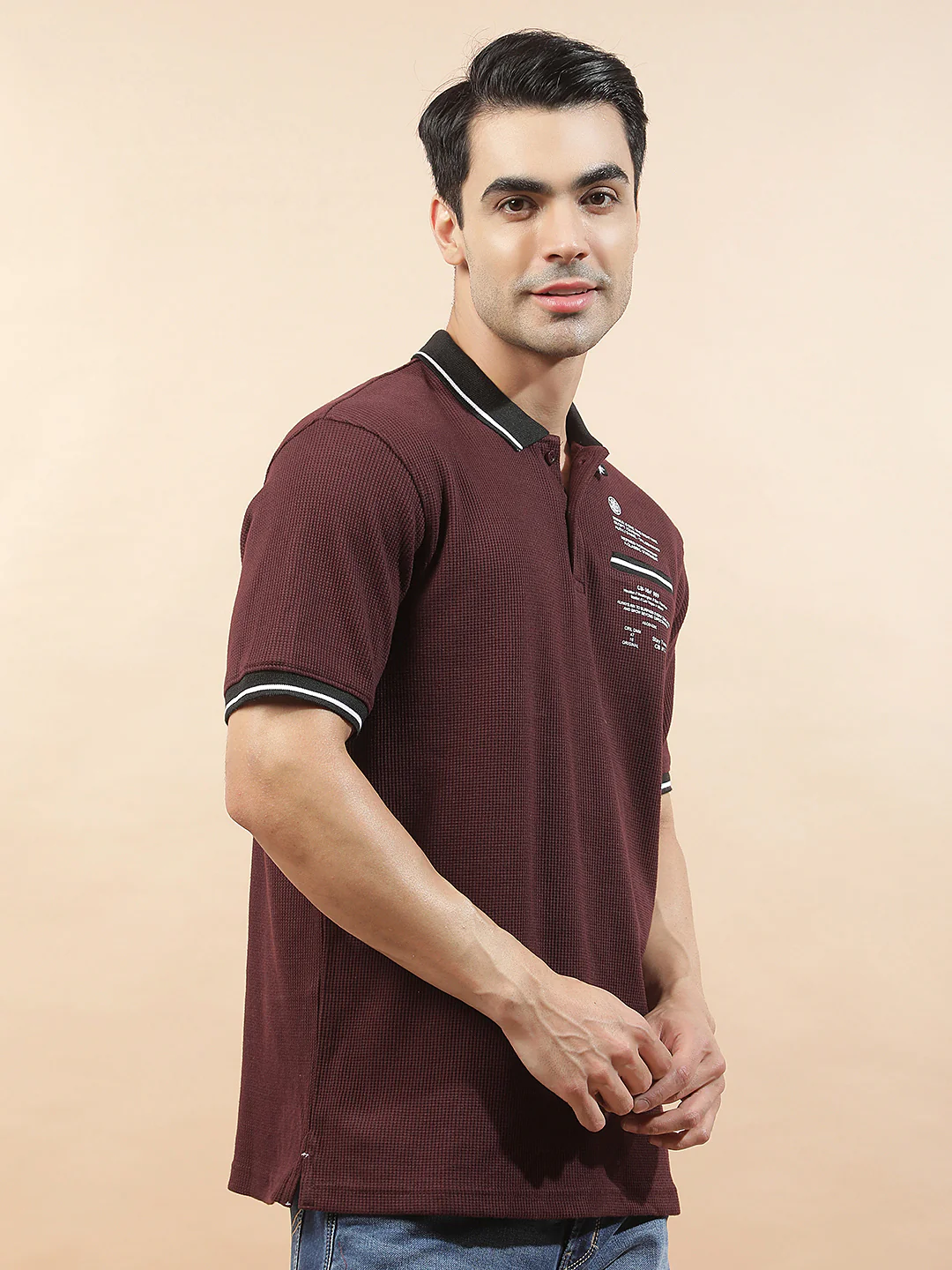 T-Shirt for Men | Breathable & Soft with Color Fastness Regular Fit Polo Neck Poly Cotton Fabric Printed Pattern - Image 7