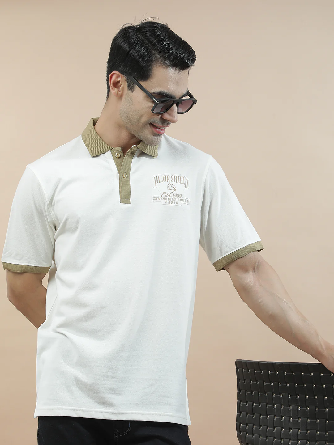 T-Shirt for Men | Breathable & Soft with Color Fastness Regular Fit Polo Neck Poly Cotton Fabric Printed Pattern - Image 2