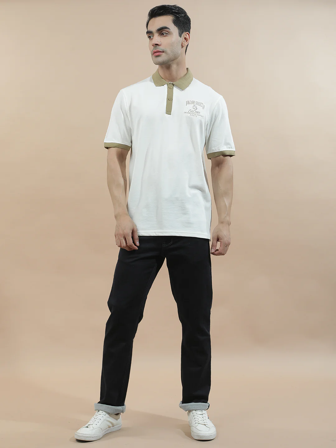 T-Shirt for Men | Breathable & Soft with Color Fastness Regular Fit Polo Neck Poly Cotton Fabric Printed Pattern - Image 3