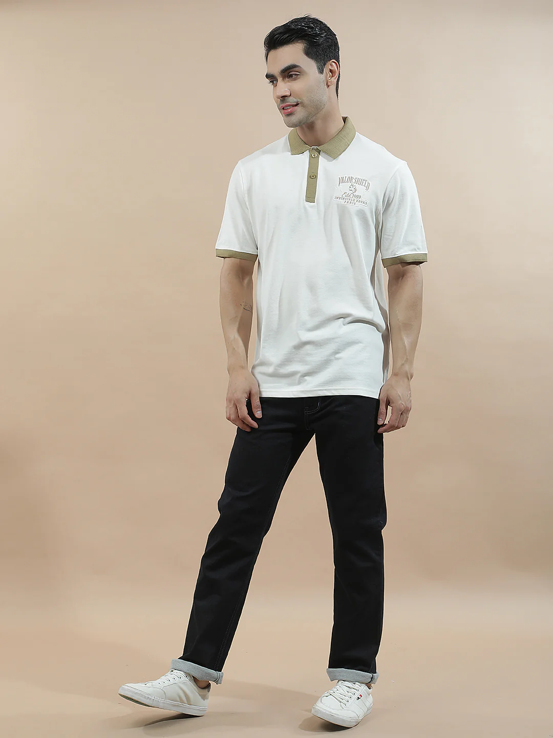 T-Shirt for Men | Breathable & Soft with Color Fastness Regular Fit Polo Neck Poly Cotton Fabric Printed Pattern - Image 4