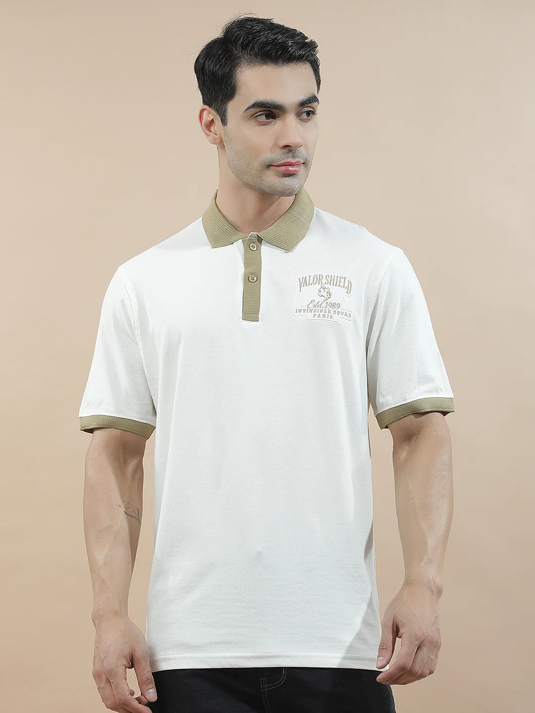T-Shirt for Men | Breathable & Soft with Color Fastness Regular Fit Polo Neck Poly Cotton Fabric Printed Pattern - Image 7