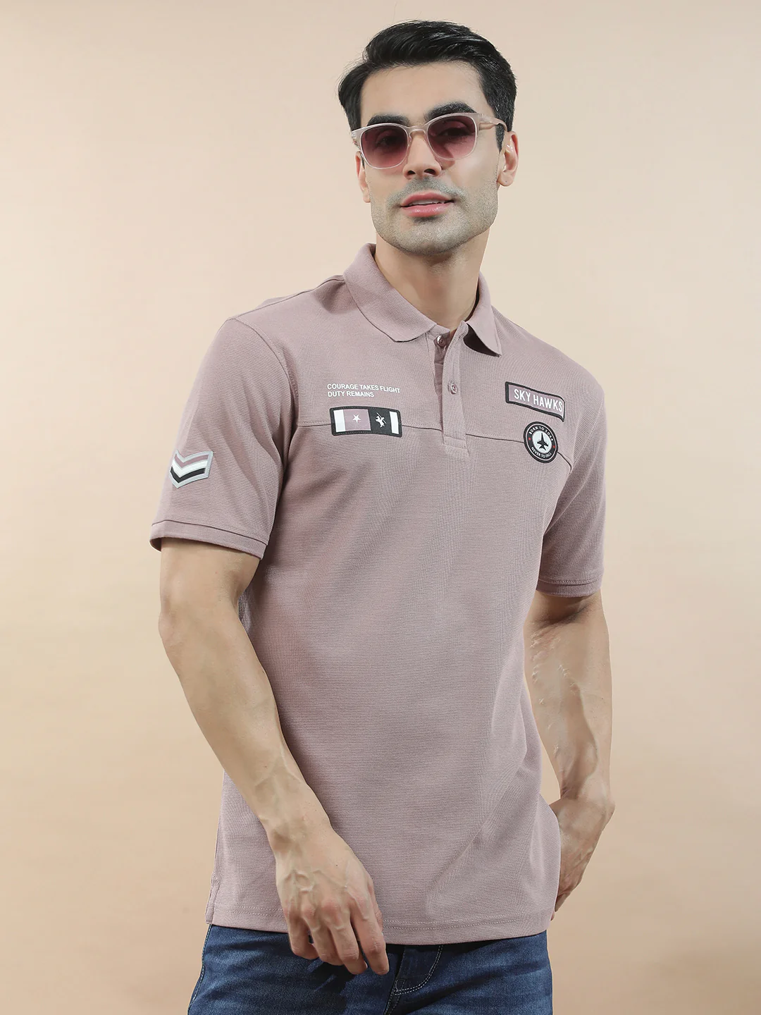 T-Shirt for Men | Breathable & Soft with Color Fastness Regular Fit Polo Neck Poly Cotton Fabric Printed Pattern - Image 2