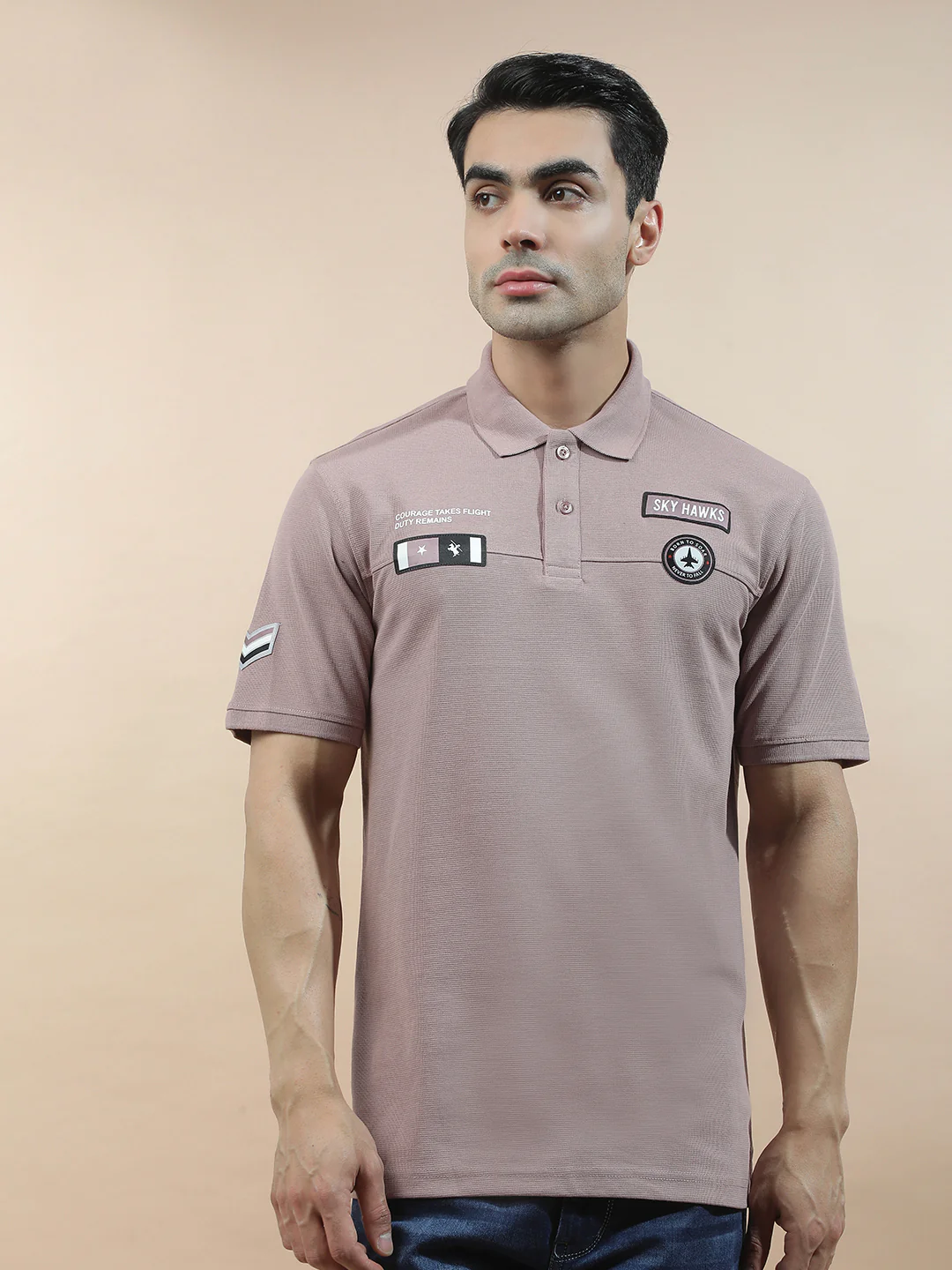 T-Shirt for Men | Breathable & Soft with Color Fastness Regular Fit Polo Neck Poly Cotton Fabric Printed Pattern - Image 4
