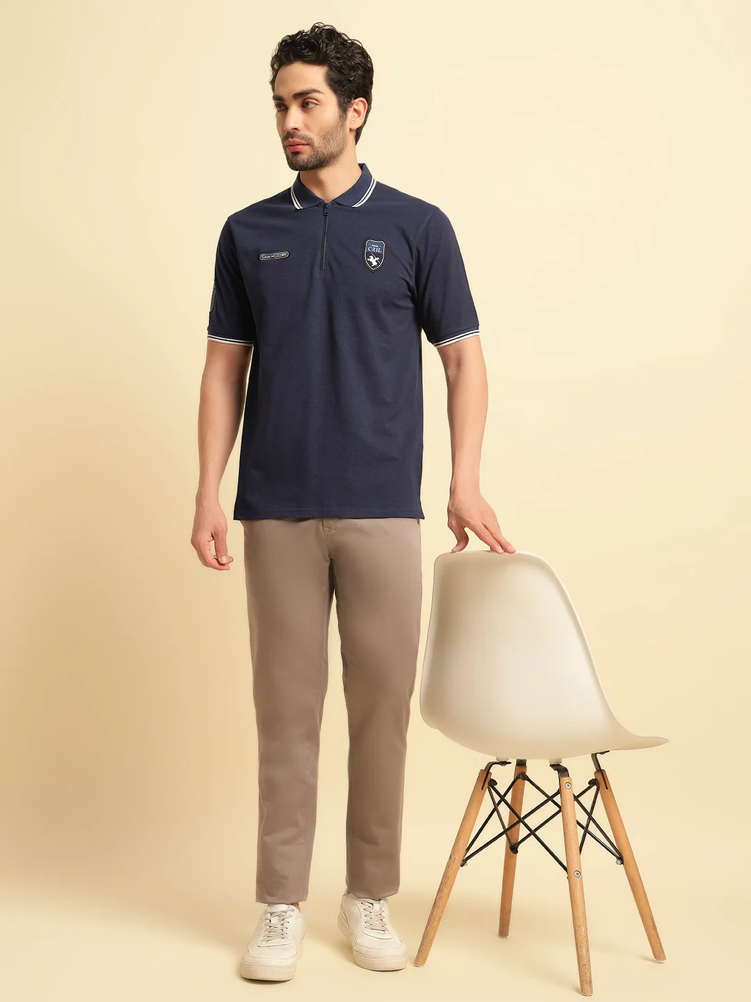 T-Shirt for Men | Breathable & Soft with Color Fastness Regular Fit Polo Neck Poly Cotton Fabric Solid Pattern - Image 2