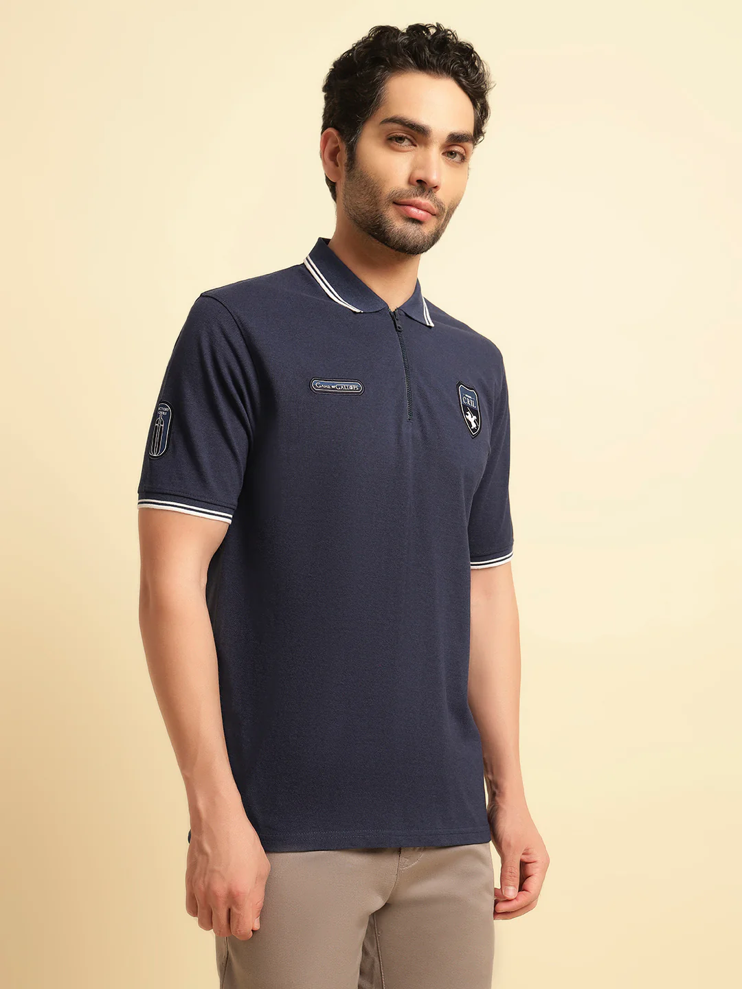 T-Shirt for Men | Breathable & Soft with Color Fastness Regular Fit Polo Neck Poly Cotton Fabric Solid Pattern - Image 3