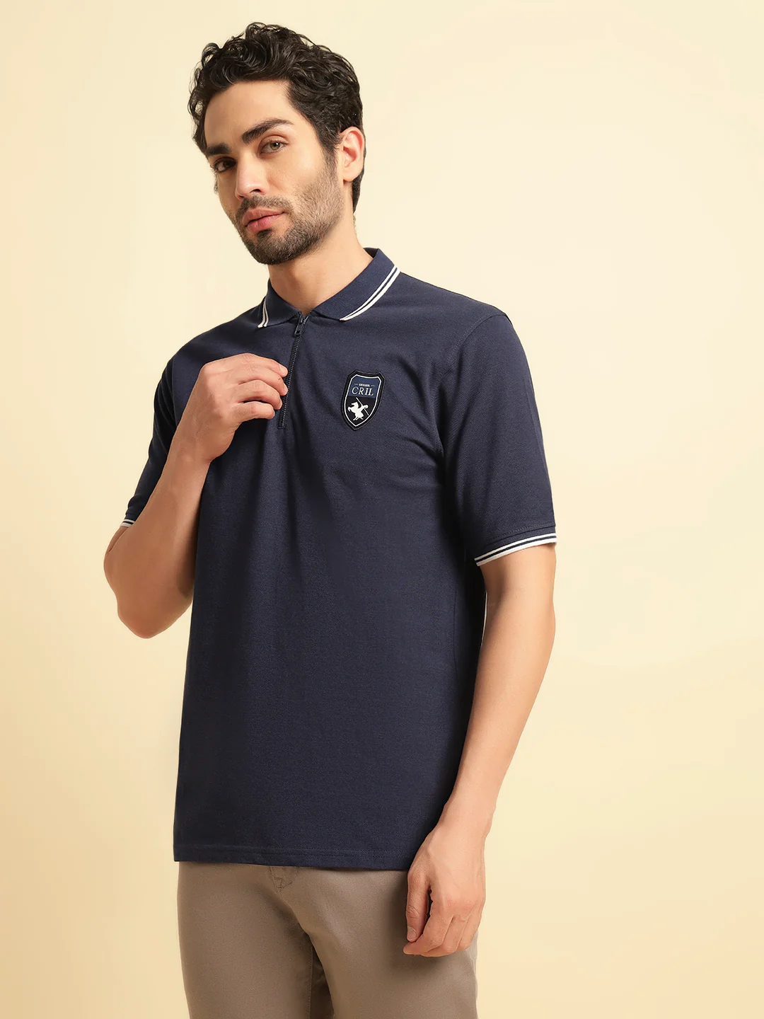 T-Shirt for Men | Breathable & Soft with Color Fastness Regular Fit Polo Neck Poly Cotton Fabric Solid Pattern - Image 5