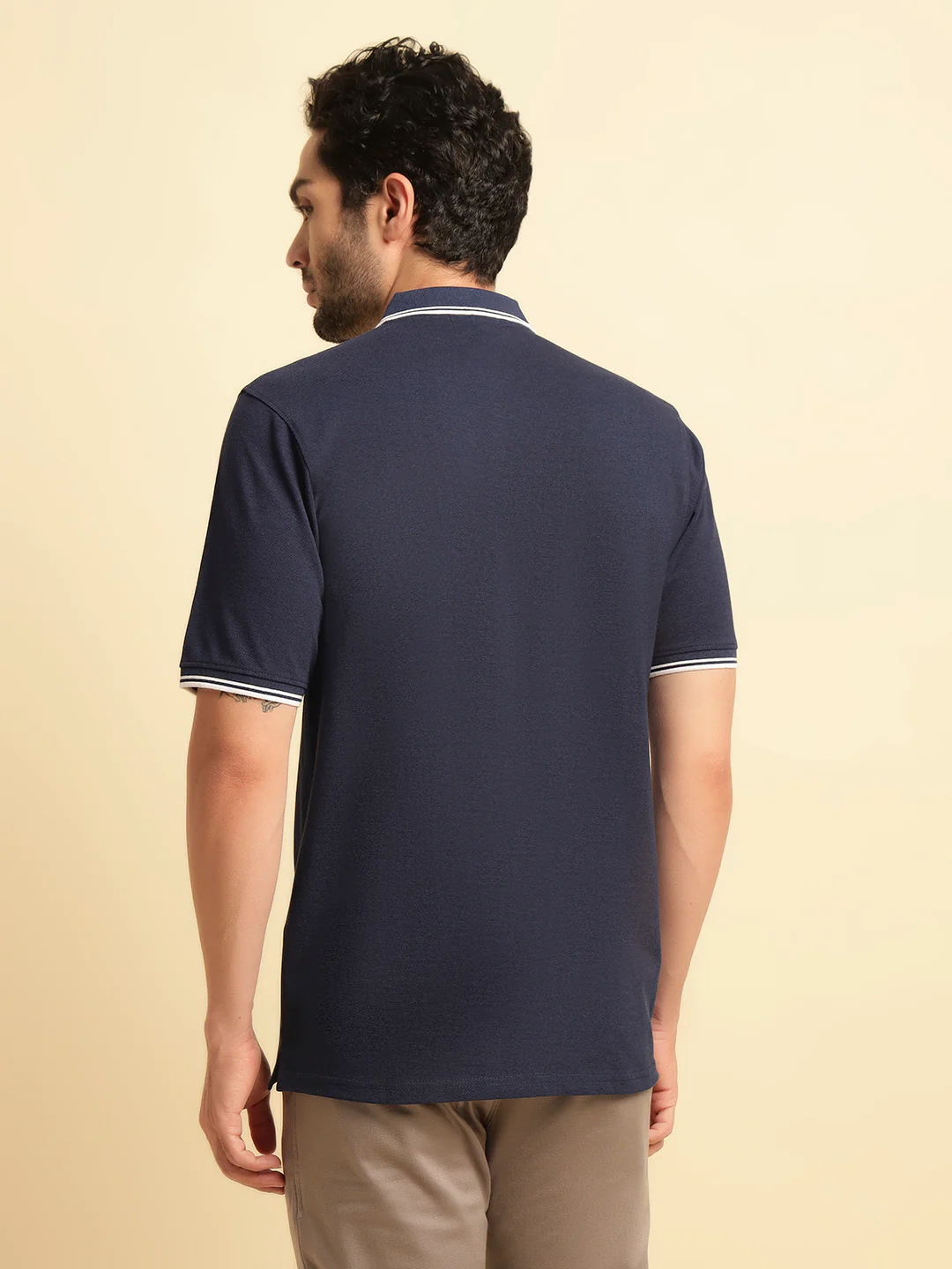 T-Shirt for Men | Breathable & Soft with Color Fastness Regular Fit Polo Neck Poly Cotton Fabric Solid Pattern - Image 6