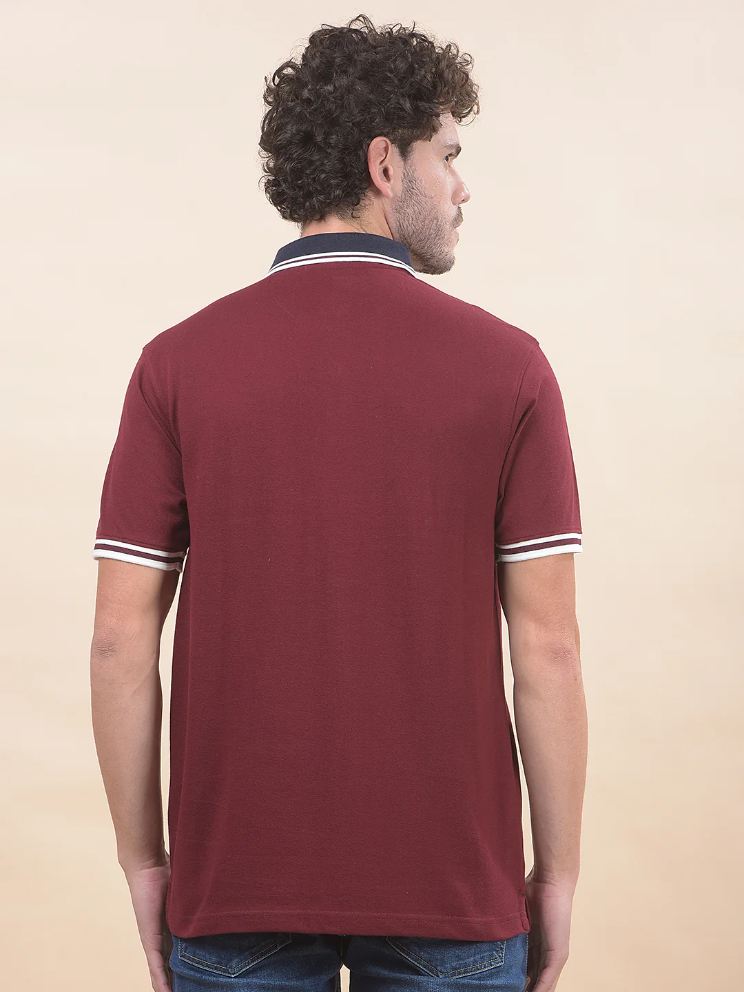 T-Shirt for Men | Breathable & Soft with Color Fastness Regular Fit Polo Neck Poly Cotton Fabric Solid Pattern - Image 2