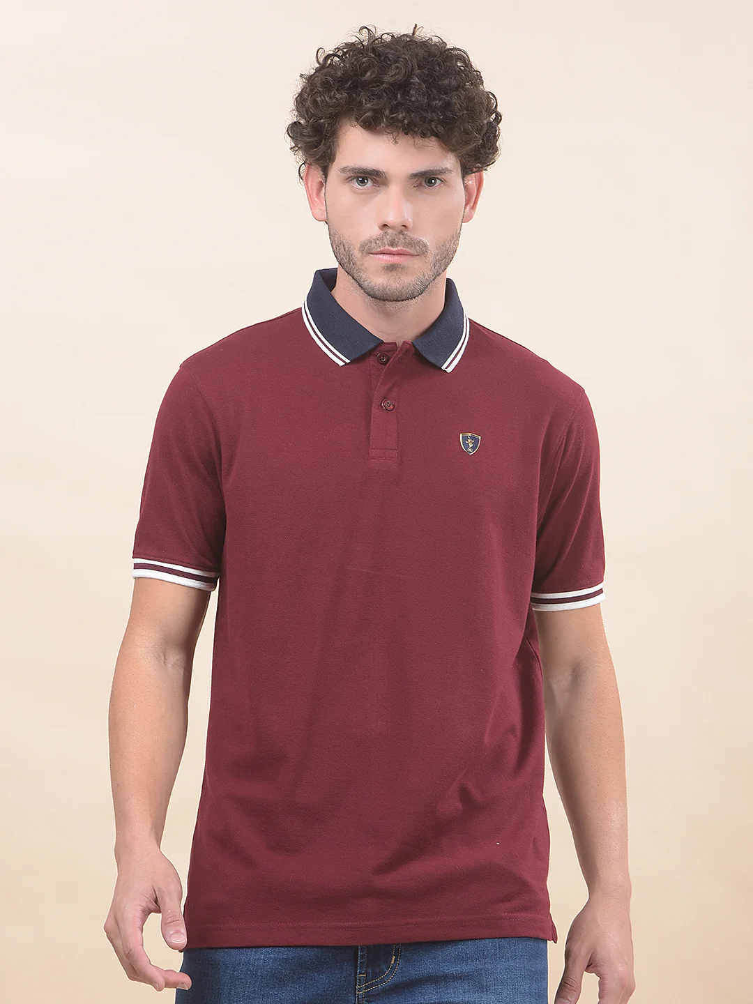 T-Shirt for Men | Breathable & Soft with Color Fastness Regular Fit Polo Neck Poly Cotton Fabric Solid Pattern - Image 3