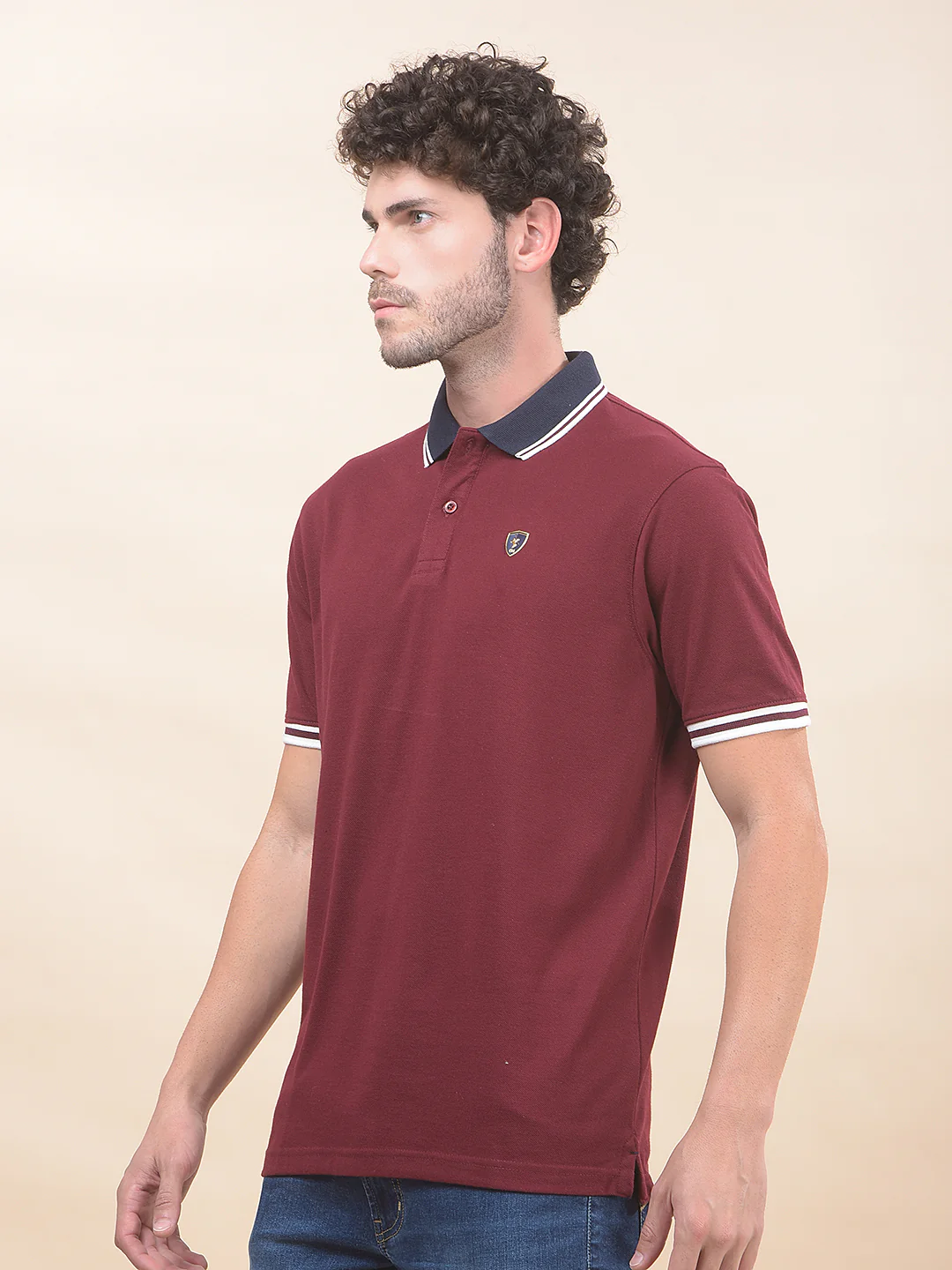 T-Shirt for Men | Breathable & Soft with Color Fastness Regular Fit Polo Neck Poly Cotton Fabric Solid Pattern - Image 4