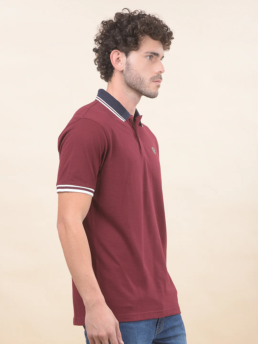 T-Shirt for Men | Breathable & Soft with Color Fastness Regular Fit Polo Neck Poly Cotton Fabric Solid Pattern - Image 5
