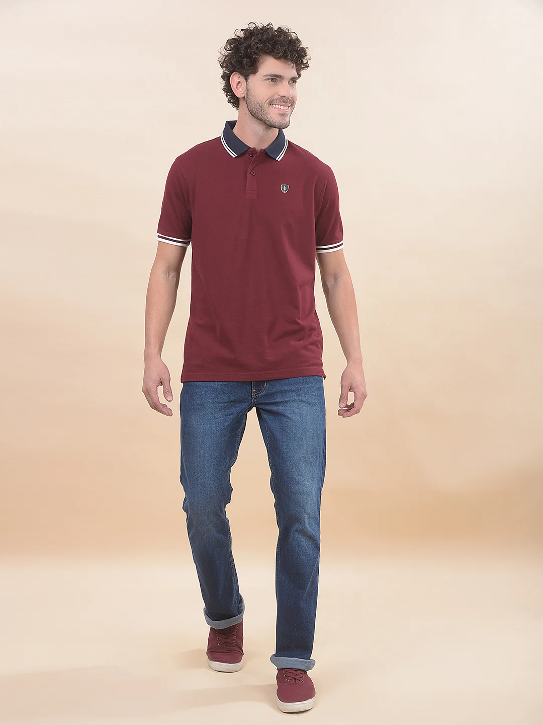 T-Shirt for Men | Breathable & Soft with Color Fastness Regular Fit Polo Neck Poly Cotton Fabric Solid Pattern - Image 7