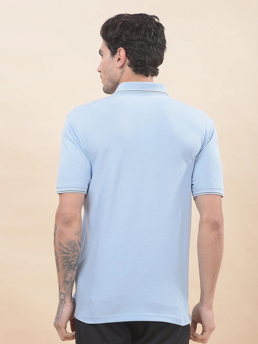 T-Shirt for Men | Breathable & Soft with Color Fastness Regular Fit Polo Neck Poly Cotton Fabric Solid Pattern - Image 2