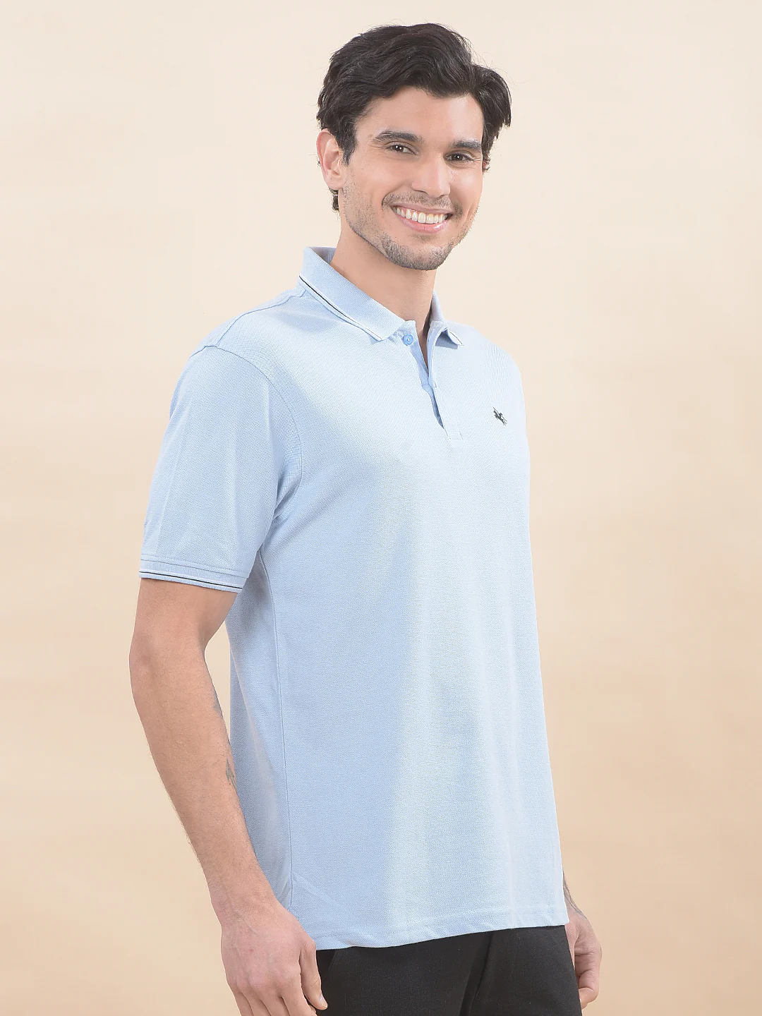 T-Shirt for Men | Breathable & Soft with Color Fastness Regular Fit Polo Neck Poly Cotton Fabric Solid Pattern - Image 5