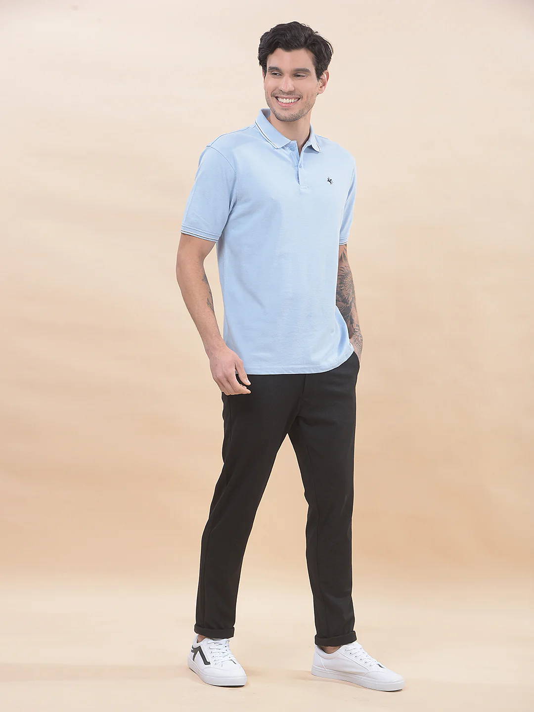 T-Shirt for Men | Breathable & Soft with Color Fastness Regular Fit Polo Neck Poly Cotton Fabric Solid Pattern - Image 7