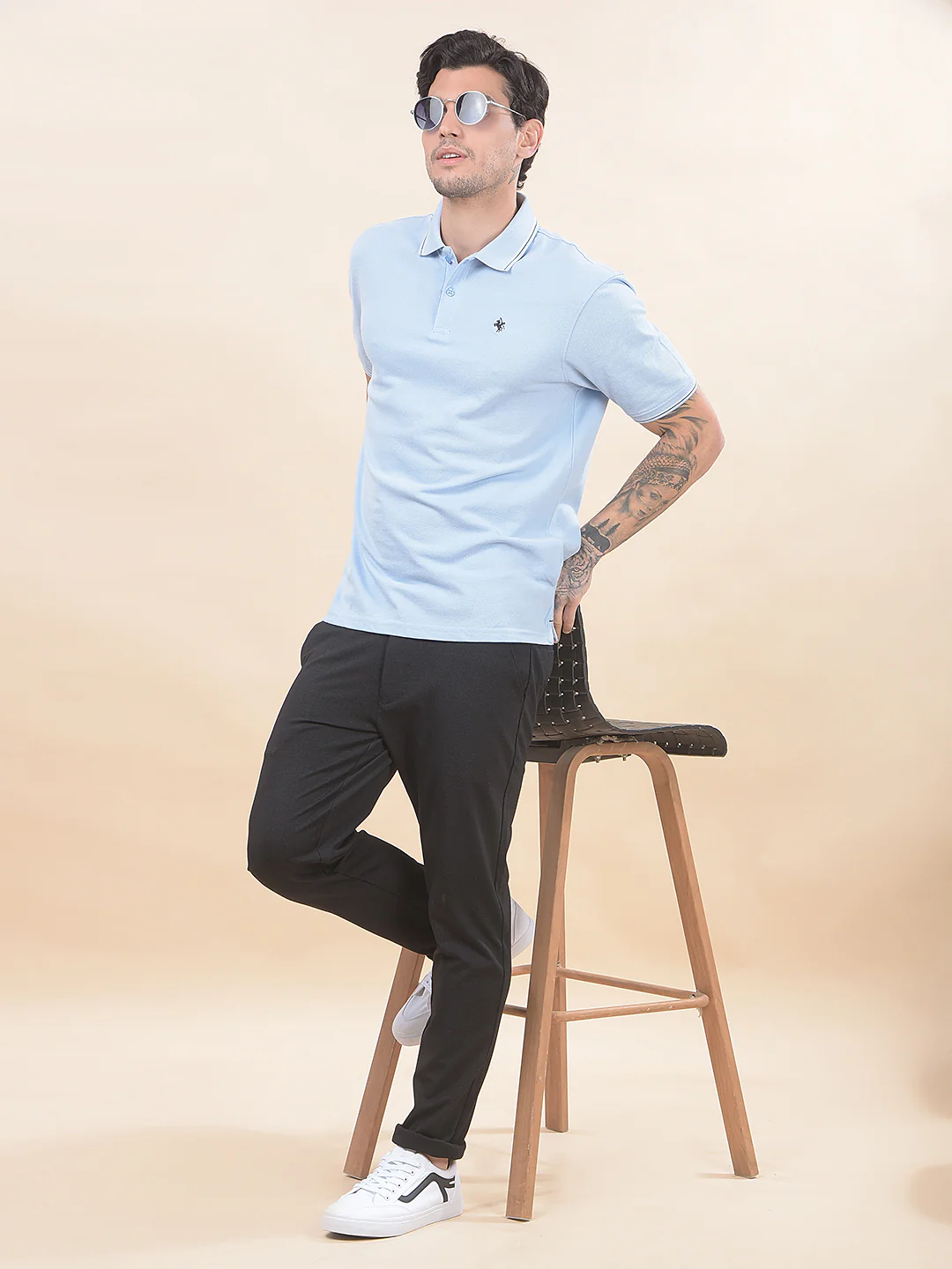T-Shirt for Men | Breathable & Soft with Color Fastness Regular Fit Polo Neck Poly Cotton Fabric Solid Pattern - Image 9
